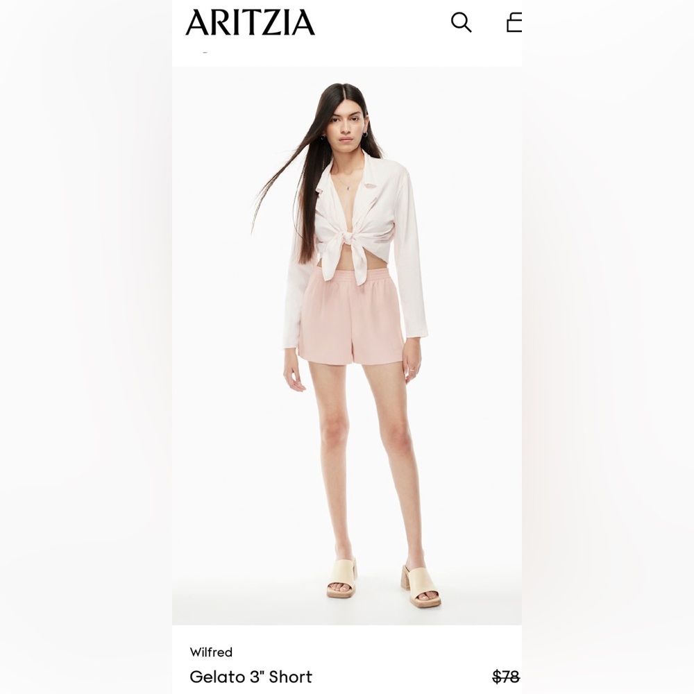 Aritzia Wilfred High Waist Poetic Pink Gelato 3” Shorts